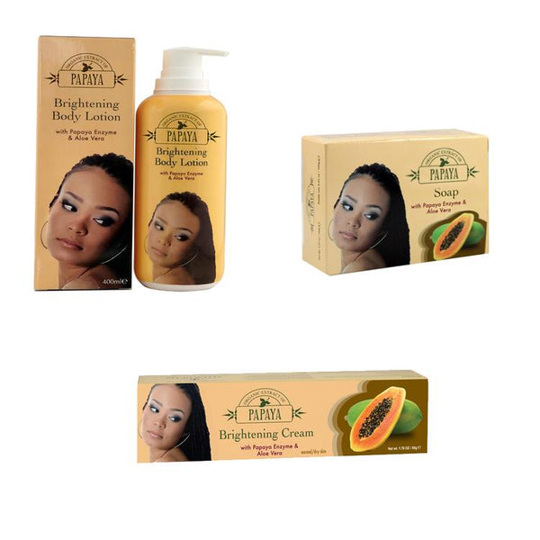 Papaya Essential Kit: Body Lotio 400ml + Soap + Brightening Cream