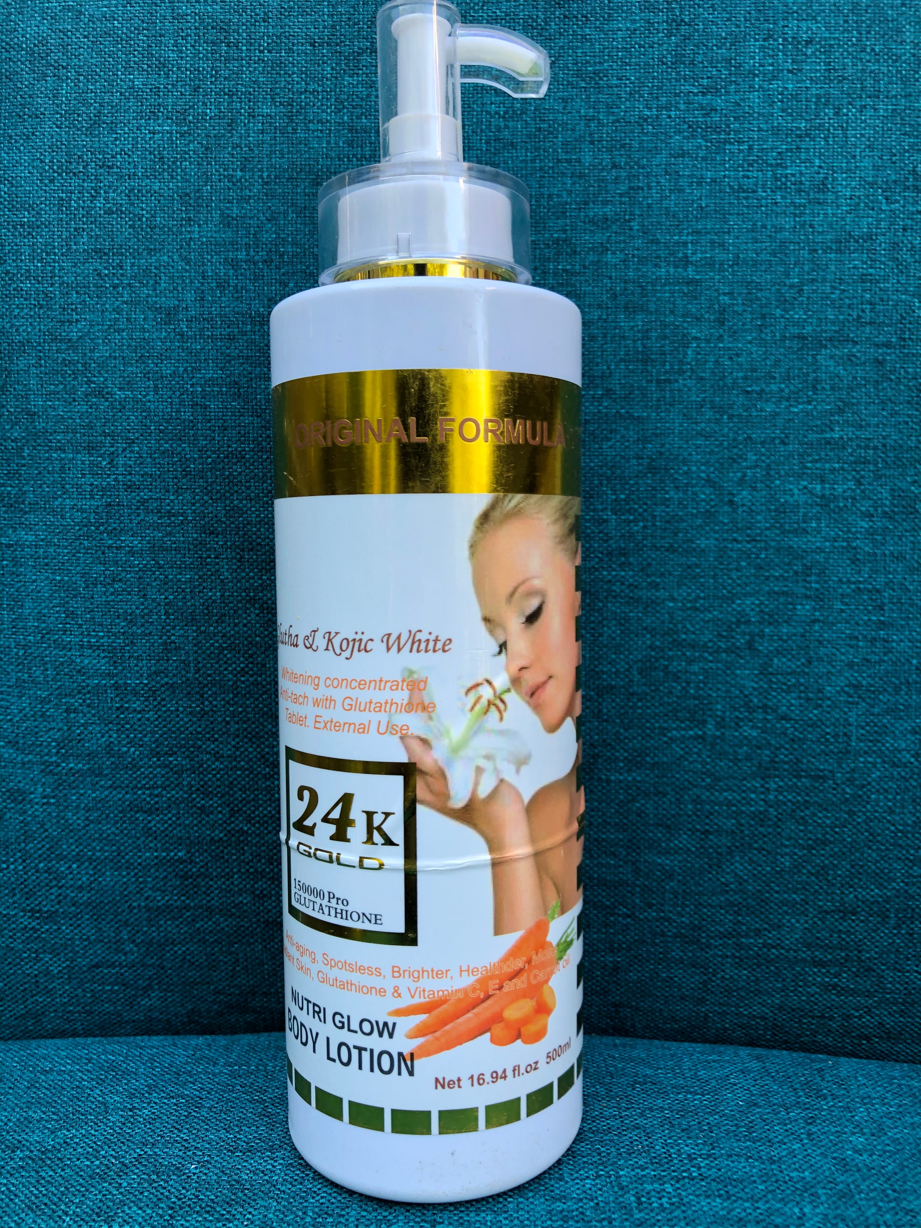 Nutri Glow Gluta & Kojic 24K Gold 150000Pro Glutathione Body Lotion - Afro Body Glow