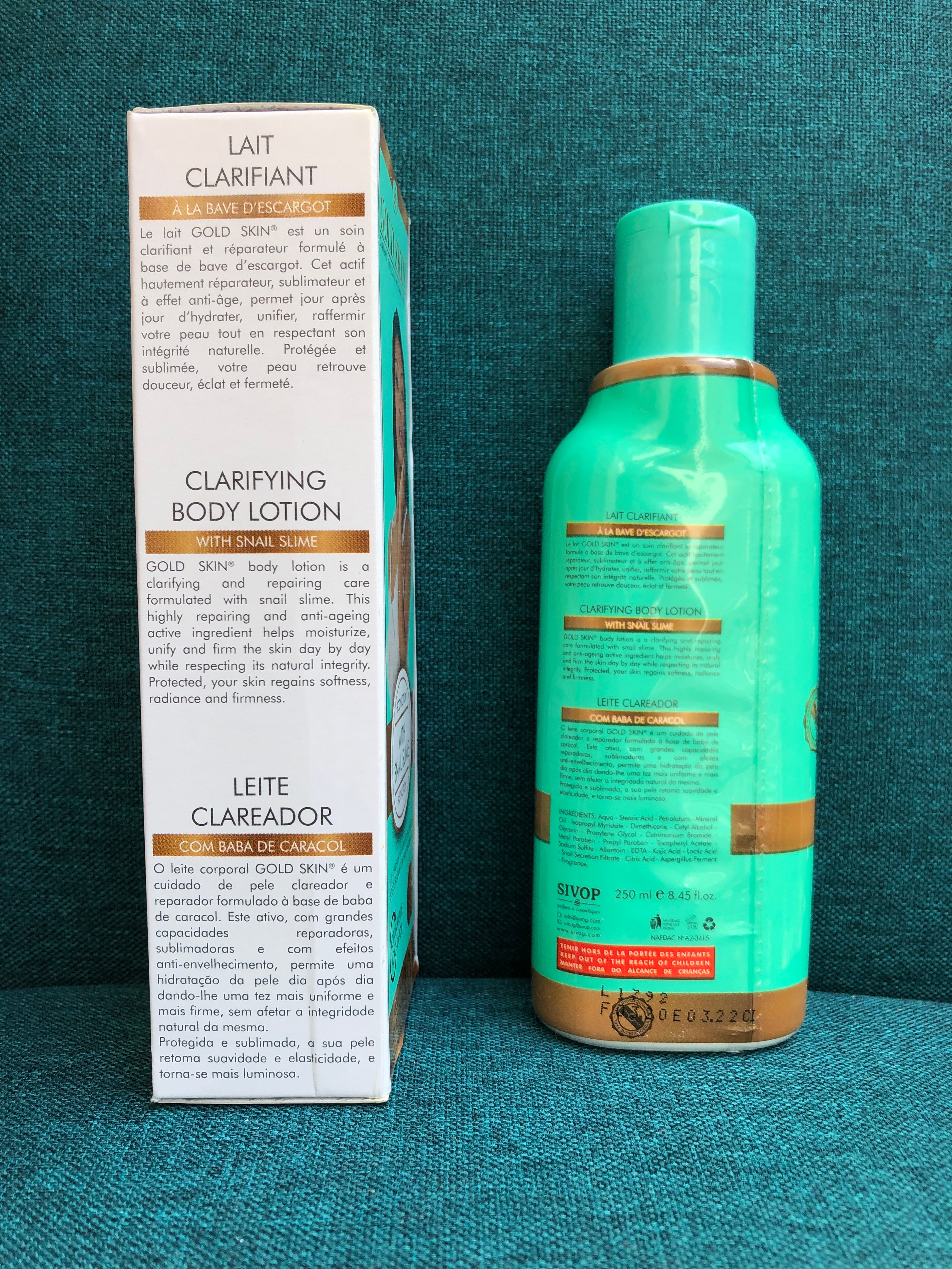 GOLD SKIN CLARIFING BODY LOTION WITH SNAIL SLIME - Afro Body Glow