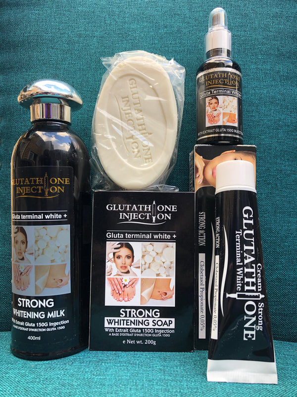 Glutathione Strong Whitening Milk Lotion Set: Lotion, Serum, soap, Tube