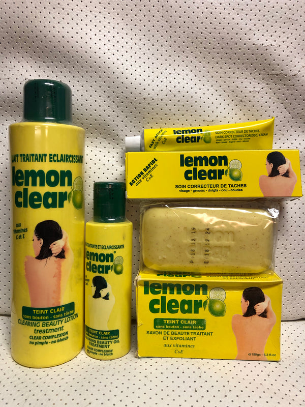 Lemon Clear Clearing Beauty Set: Lotion 500ml + Oil 125ml + Tube + Soap 180g