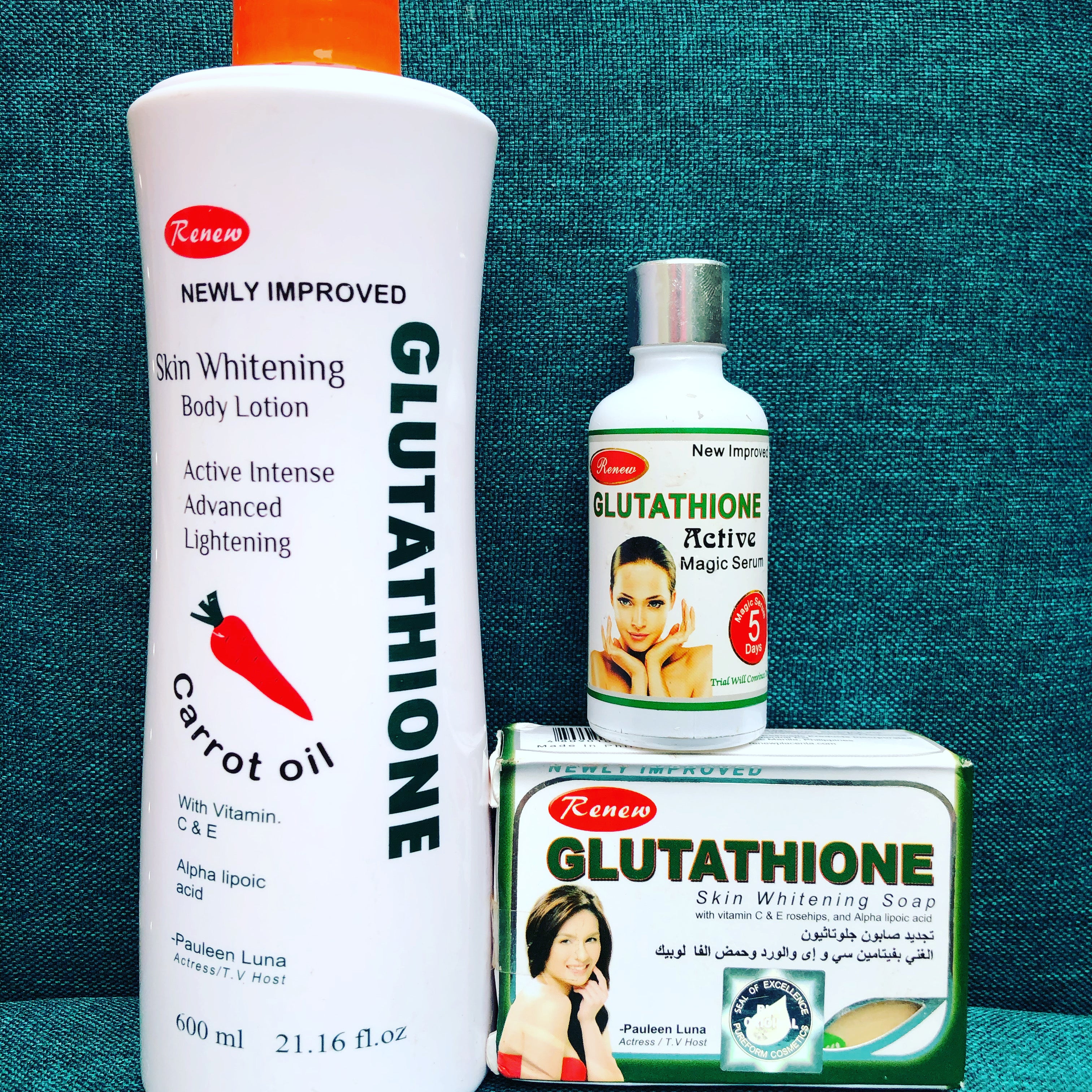 Glutathione Skin Whitening With Carrot Oil Lotion 600ml + Serum + Soap - Afro Body Glow