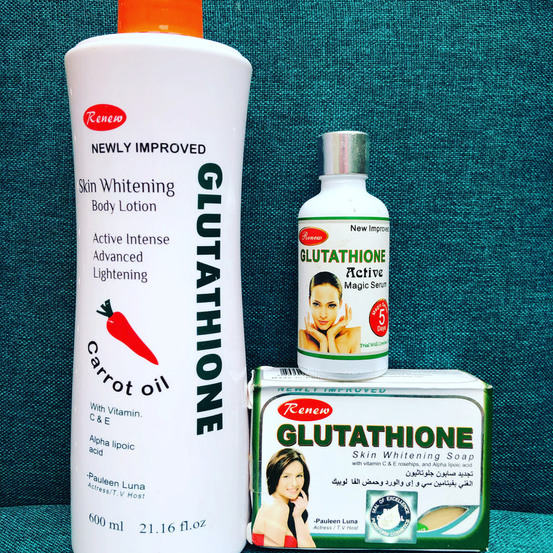 Glutathione Skin Whitening With Carrot Oil Lotion 600ml + Serum + Soap