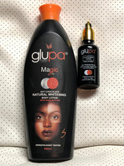 Glupa Magic Glow Hot Chocolate Natural Whitening Body Lotion - 600ml + Serum - Afro Body Glow