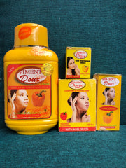 Piment Doux 4 pc Set: Lotion 500ml, Serum, Soap, Face cream - Afro Body Glow