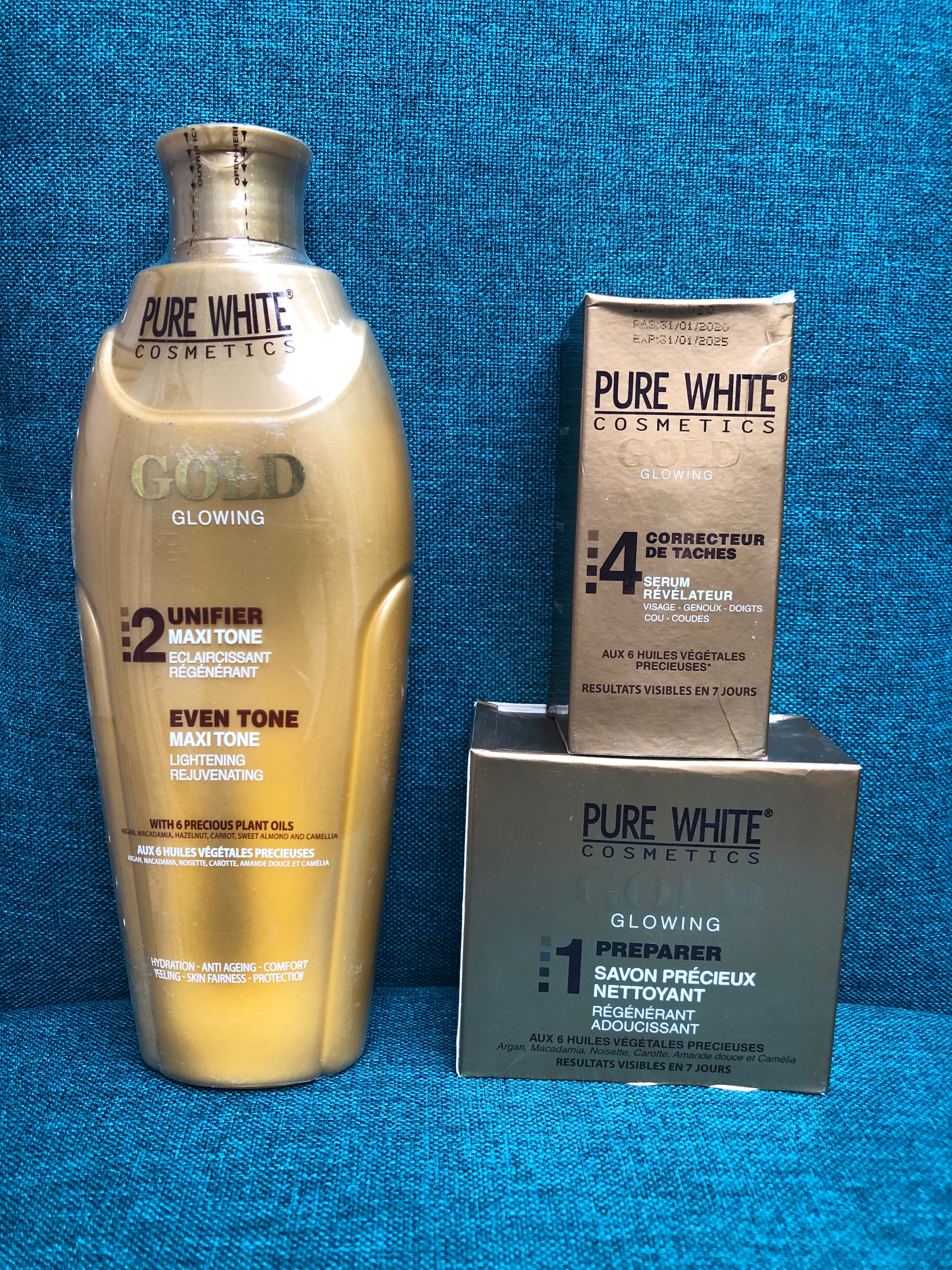 Pure White Gold Glowing Lotion 400ml + Serum + Soap - Afro Body Glow