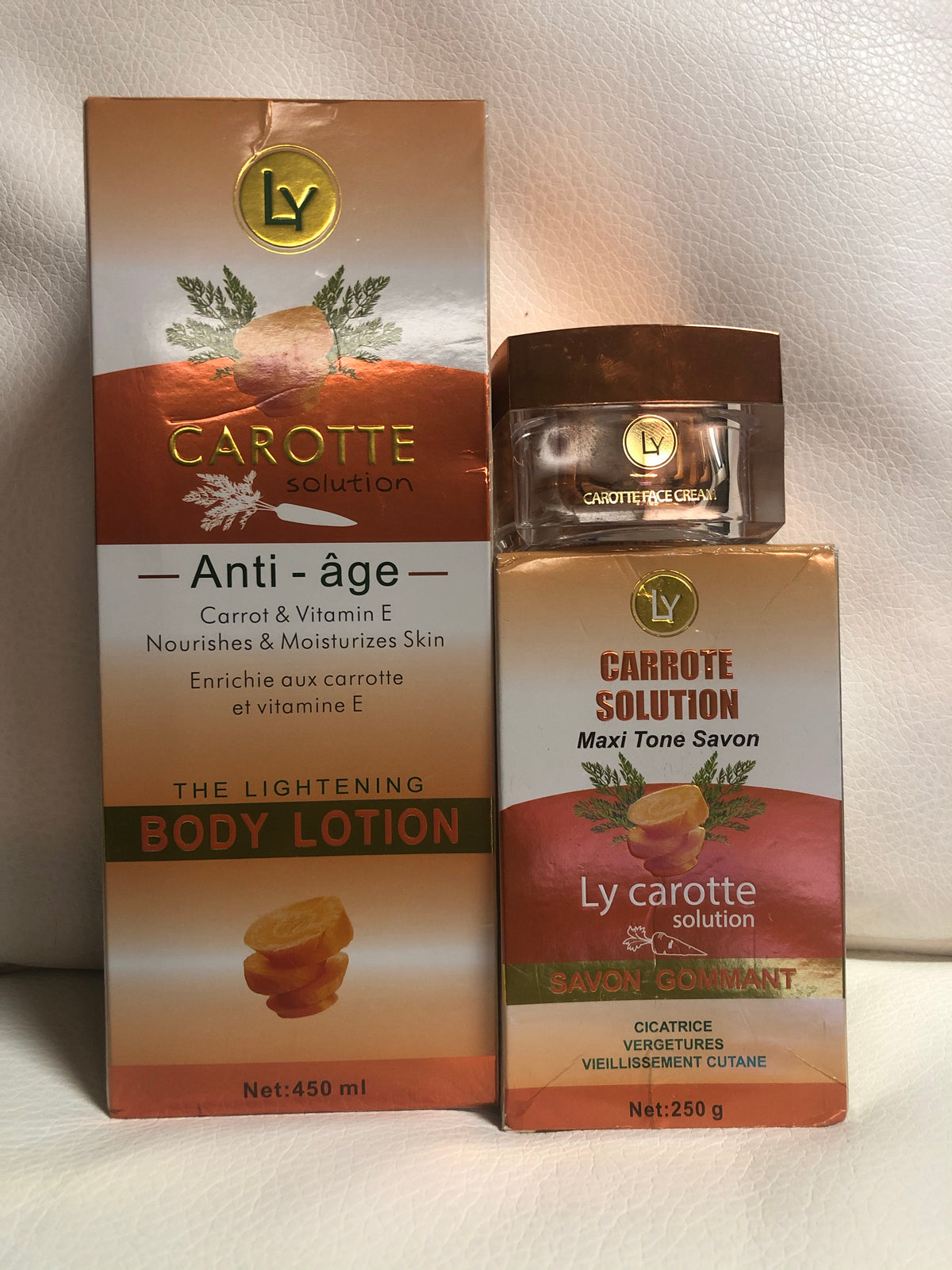 Ly Carotte solution set: Lotion, Soap, face cream